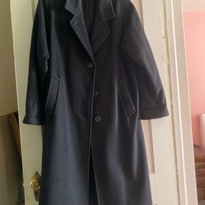 Classic Black Wool Larry Levine Trench Coat